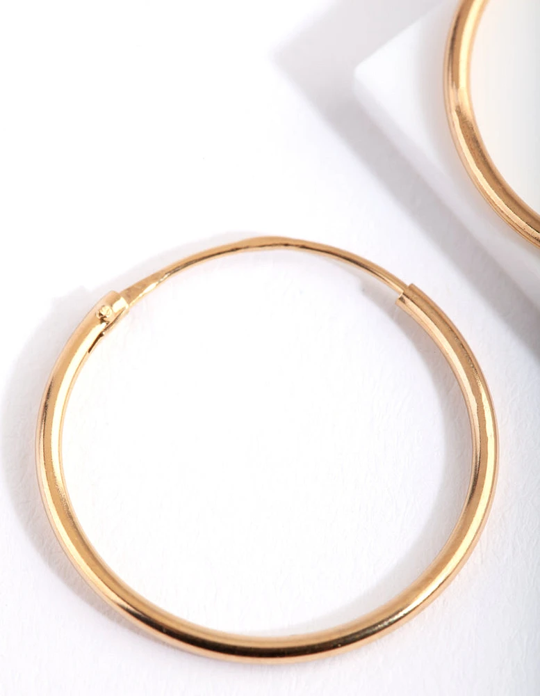 Gold Plated Sterling Silver 20mm Hoop Earrings