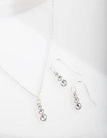 Diamond Simulant Graduating Crystal Necklace & Earrings Set