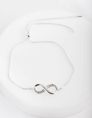 Silver Diamond Simulant Infinity Toggle Bracelet