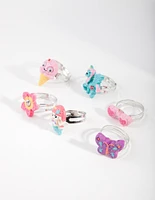 Kids Silver Mermaid & Unicorn Ring 6-Pack