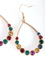 Gold Teardrop Multi Diamante Earrings