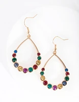 Gold Teardrop Multi Diamante Earrings