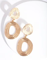 Gold Organic Line Circle Earrings