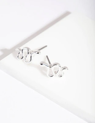 Silver Snake Stud Earrings