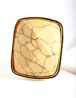 Gold Square Yellow Marble Stone Ring