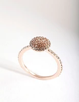 Rose Gold Round Diamante Ring