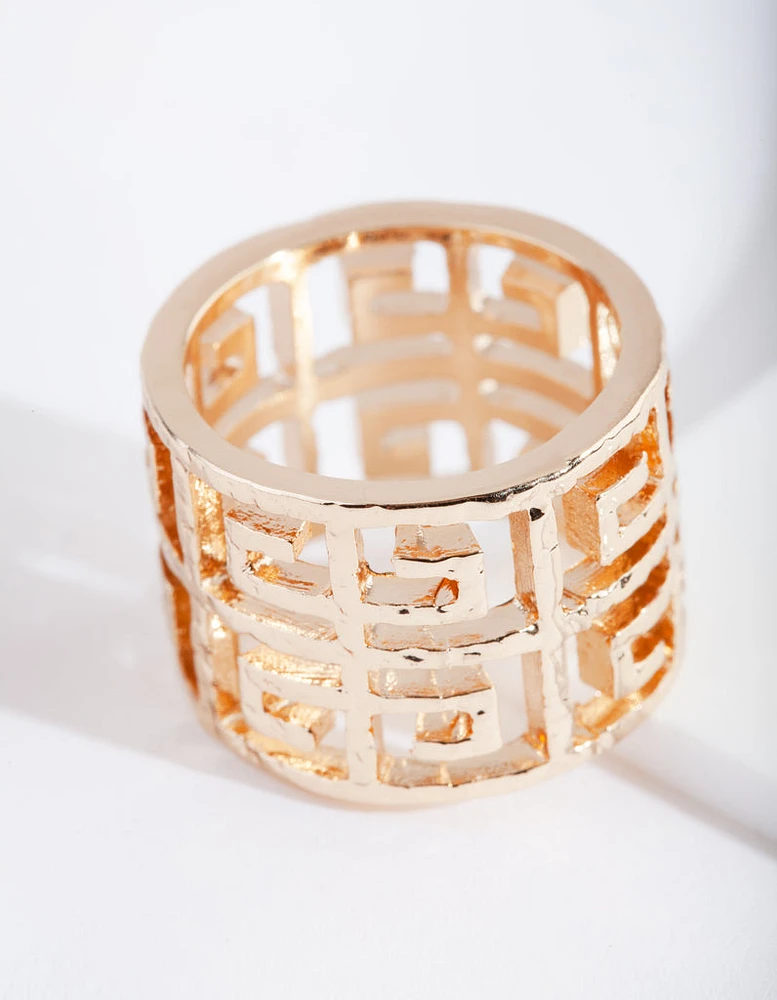 Gold Textured Ancient Ring