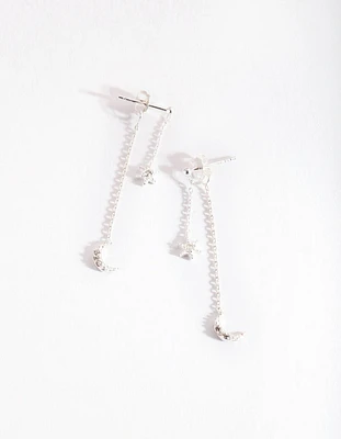 Sterling Silver Diamante Drop Earrings