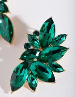 Green Marquise Statement Stud Earrings