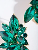 Green Marquise Statement Stud Earrings