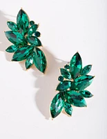 Green Marquise Statement Stud Earrings