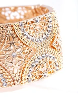 Gold Filigree Diamante Stretch Bracelet