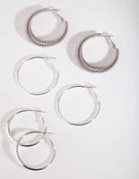 Silver Thick Hoop Pack