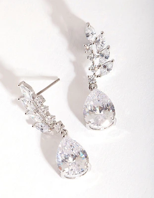 Diamond Simulant Leaf Crawler Earrings