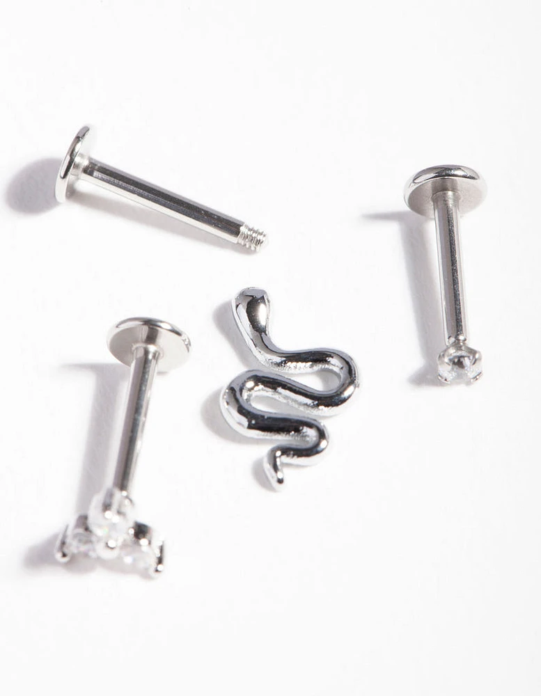 Rhodium Surgical Steel Snake Cartilage Pack