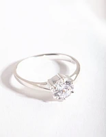 Sterling Silver 6 Claw 5mm Cubic Zirconia Ring