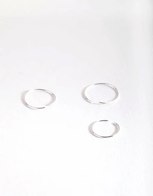 Silver Fine Graduating Nose Ring Pack