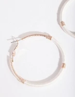 Rose Gold White Thread Wrap Hoop