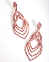 Pink Layered Tier Drop Earrings