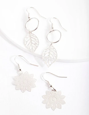 Silver Filigree Leaf Earring Pack