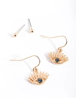 Gold Evil Eye Earring Pack