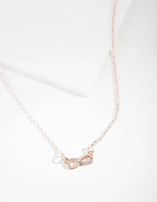 Rose Gold Simple Diamante Infinity Necklace