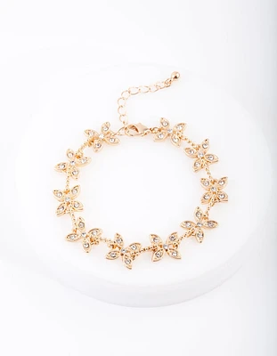 Gold Diamante Flower Bracelet