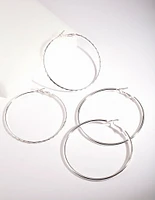 Silver 60MM Hoop Earring Pack