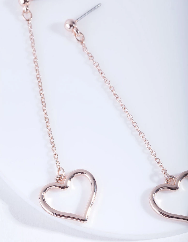 Rose Gold Heart Chain Drop Earrings