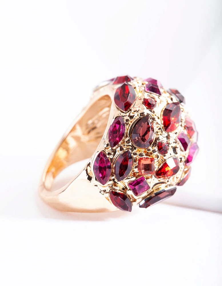 Pink Gem Crated Bubble Ring