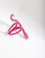 Pink Diamante Swirl Snake Ring