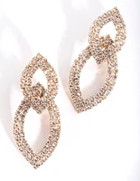 Gold Cupchain Double Leaf Earrings