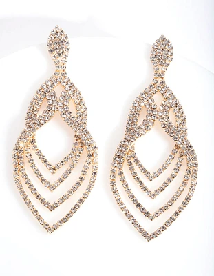 Gold Layered Tiered Drop Earrings