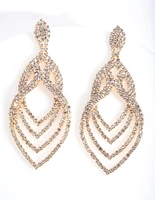 Gold Layered Tiered Drop Earrings