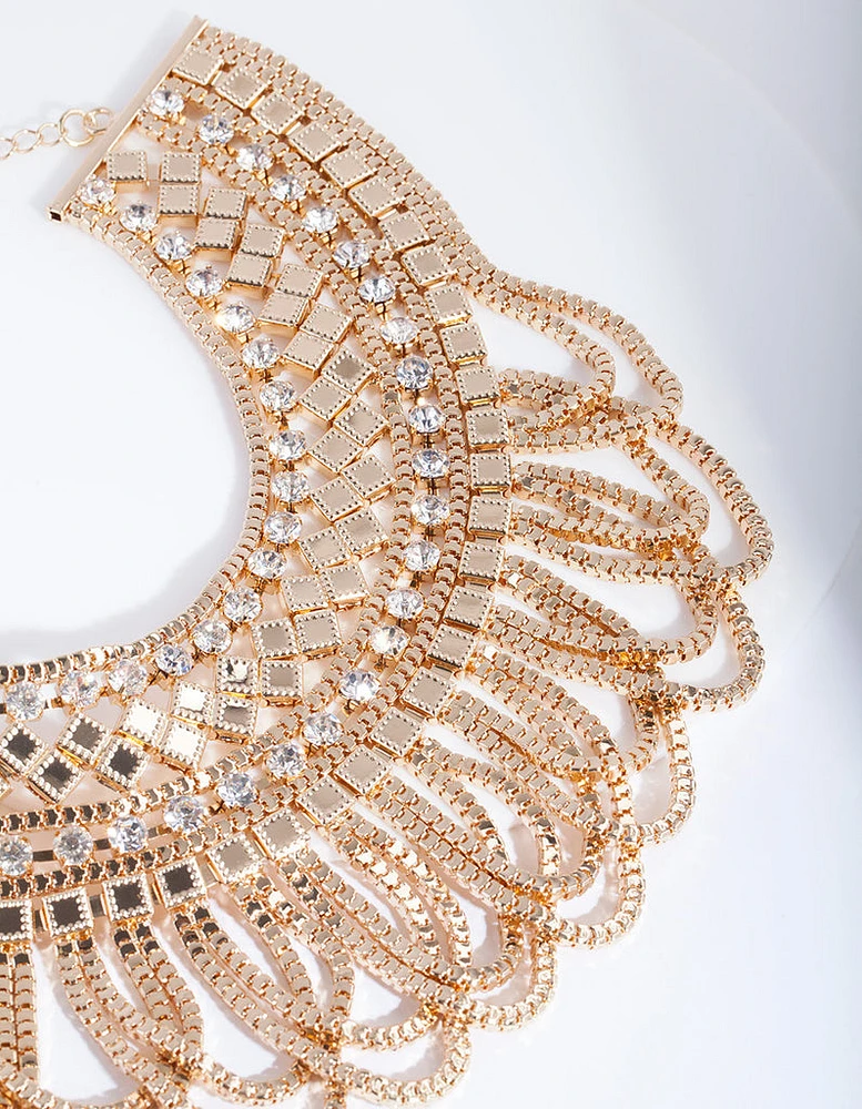 Gold Geometric Drape Collar Necklace