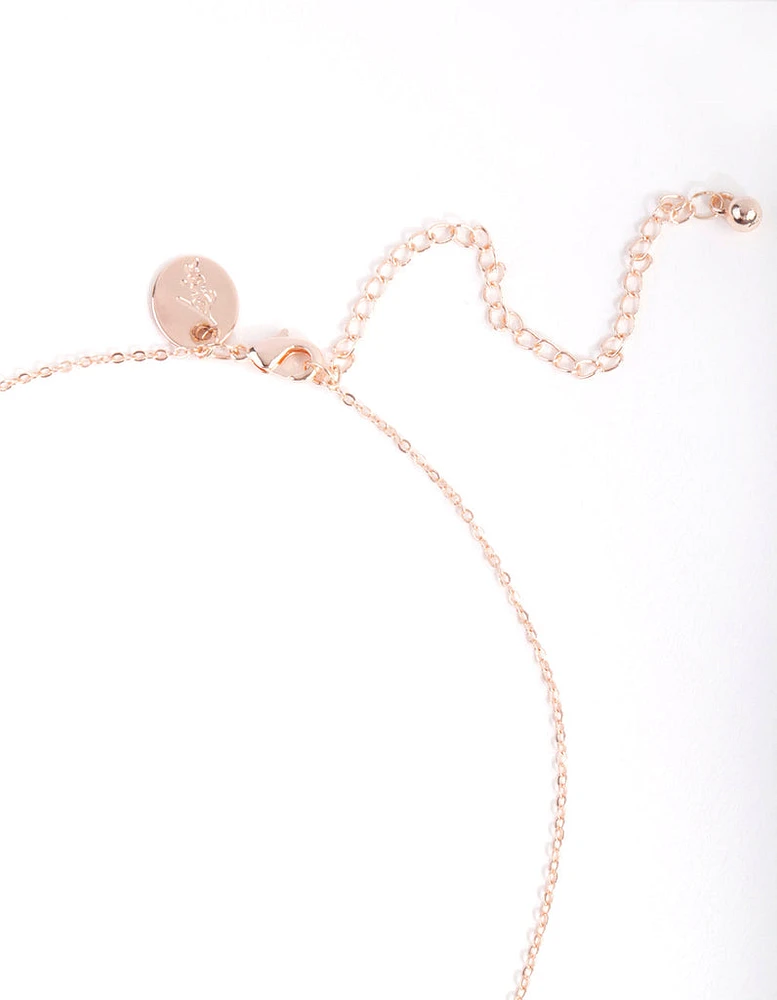 Rose Gold Cubic Zirconia Open Circle Necklace