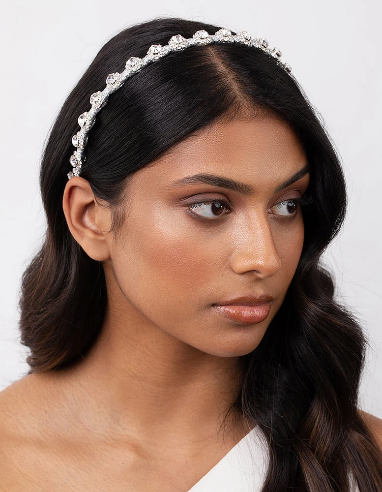 Silver Thread Wrapped Diamante Headband