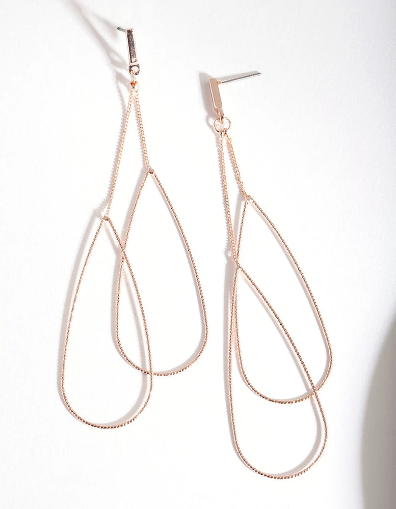 Rose Gold Double Teardrop Earrings