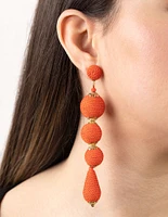 Orange Thread Drop Earrings