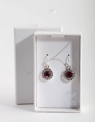 Pink Diamond Simulants Circle Drop Earrings