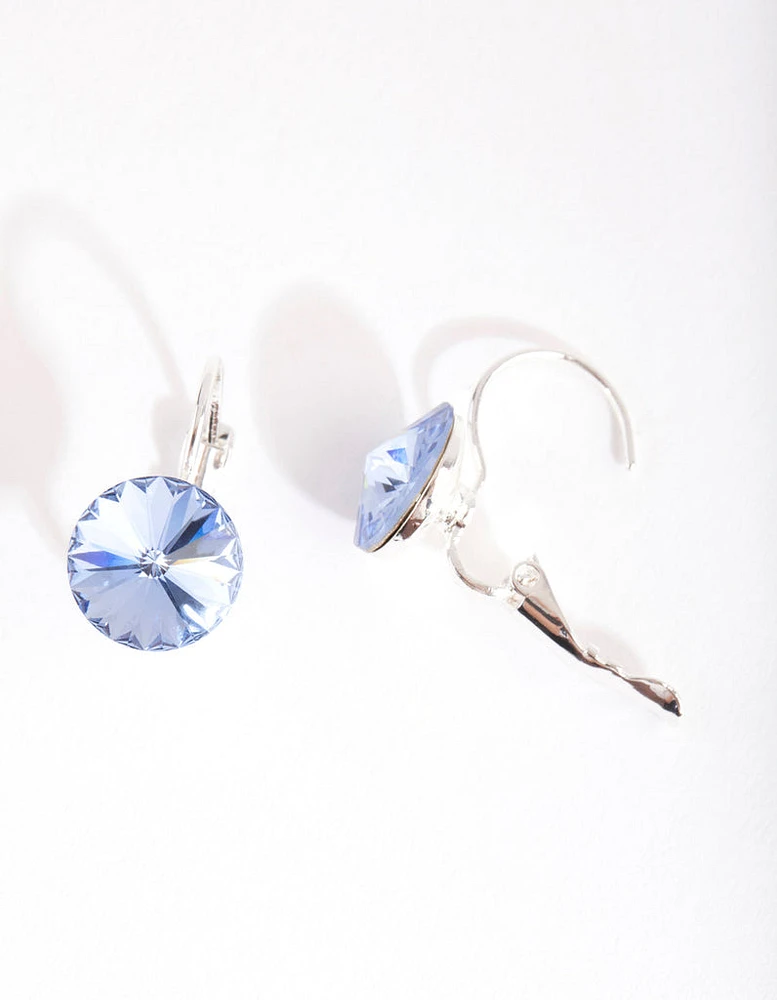 Silver & Blue Diamond Simulant Drop Earrings