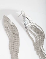 Rhodium Textured Tassel Earrings
