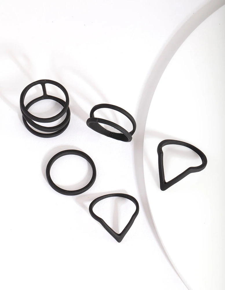 Black Zig Zag Ring 5-Pack