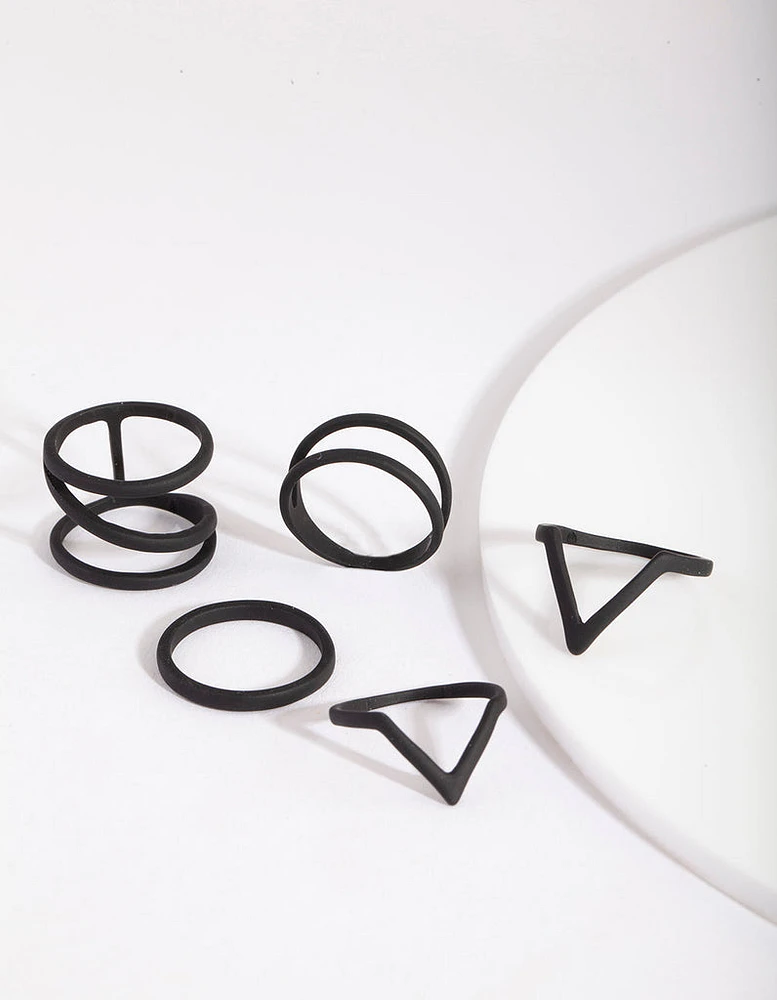 Black Zig Zag Ring 5-Pack