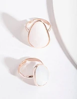 Rose Gold Pink Stone Ring Stack