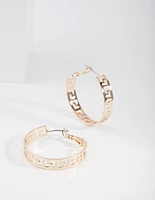 Gold L Cut Out Hoop Earrings