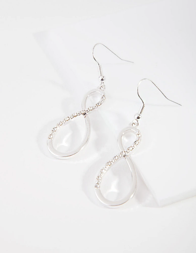 Silver Diamante Infinity Drop Earrings