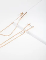 Gold Bar Wrap Chain Earrings