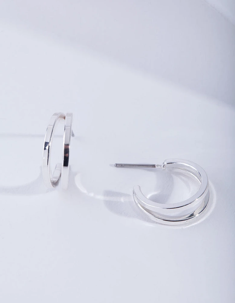 Silver Double Hoop Earrings