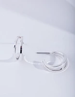 Silver Double Hoop Earrings